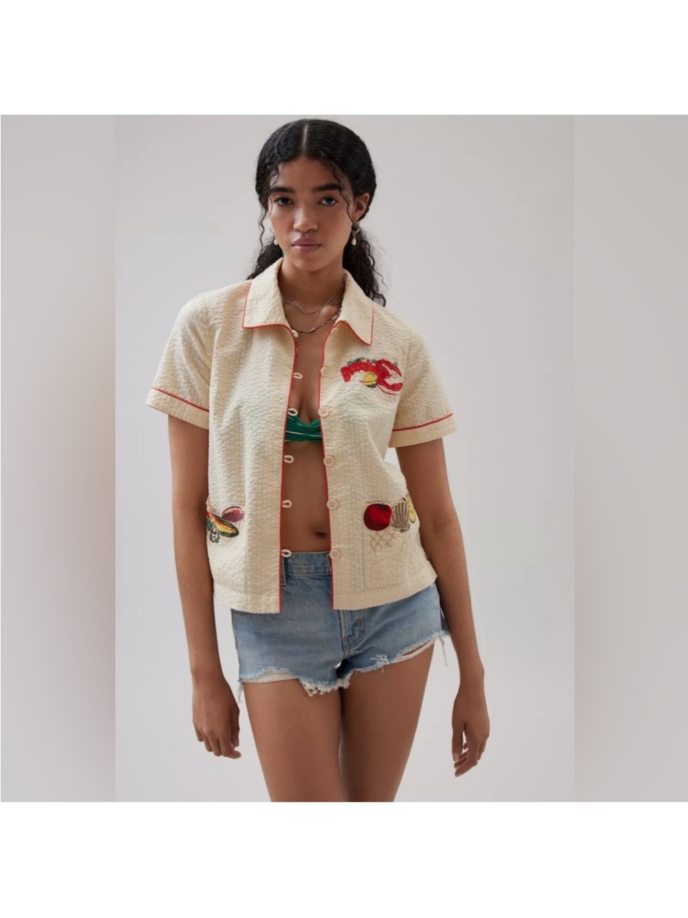 🦞UO BDG Souvenir Applique
Seersucker Shirt
